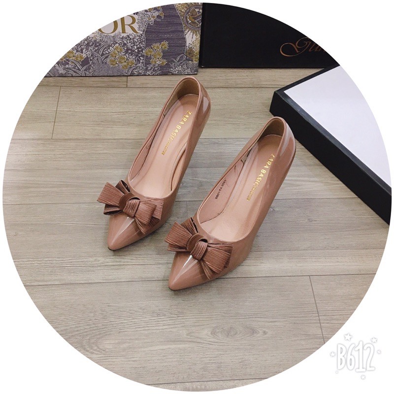 giầy cao gót 7 cm phối nơ siêu xinh ( hình thật)