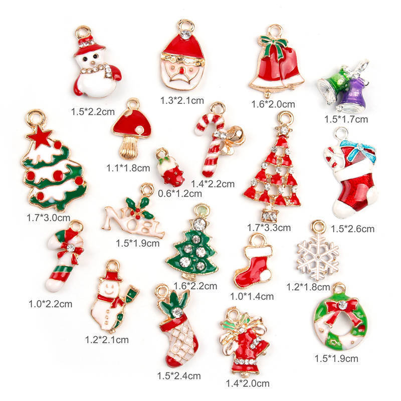 Set 19 món phụ kiện nhiều màu sắc dùng để trang trí làm vòng cổ phong cách Giáng sinh dễ thương