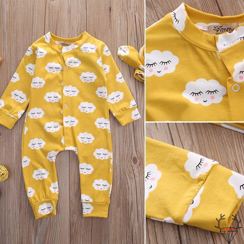 Bộ Áo Quần Liền Nhau Cùng Dải Quấn Đầu Cho Bé Gái