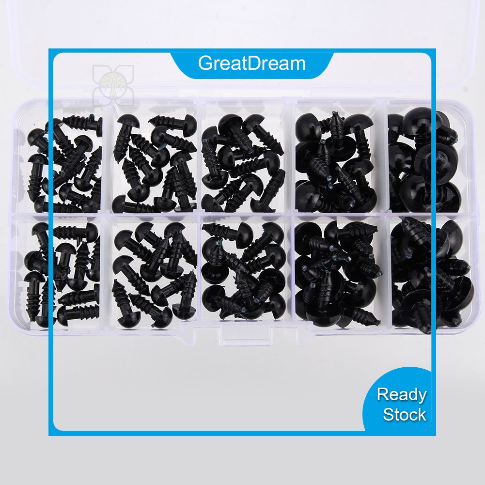 Set 100 Mắt Nhựa Đen 6-12mm Làm Thú Nhồi Bông | BigBuy360 - bigbuy360.vn