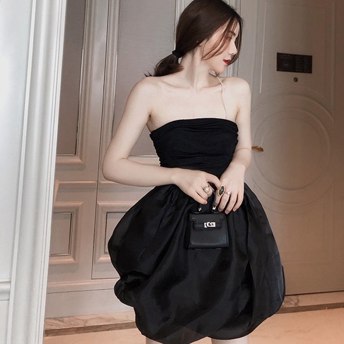 Váy Cúp Ngực Tùng Phồng LSEOUL V1068 Chất Voan Ngọt Ngào Nữ Tính