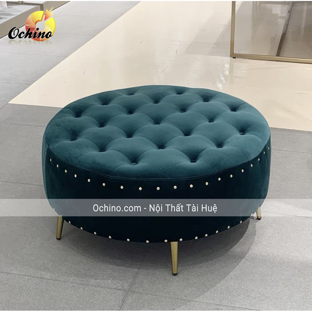 Ghế Tròn, Đôn Tròn Sofa, Ghế Đôn Tròn To Chân Vàng Cách Điệu size 1m ( Đủ màu)