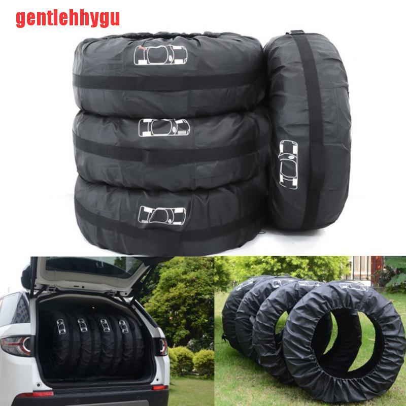 [gentlehhygu]4Pcs Spare Tire Cover Case Polyester Winter Summer Car Tire Care Storage Bags