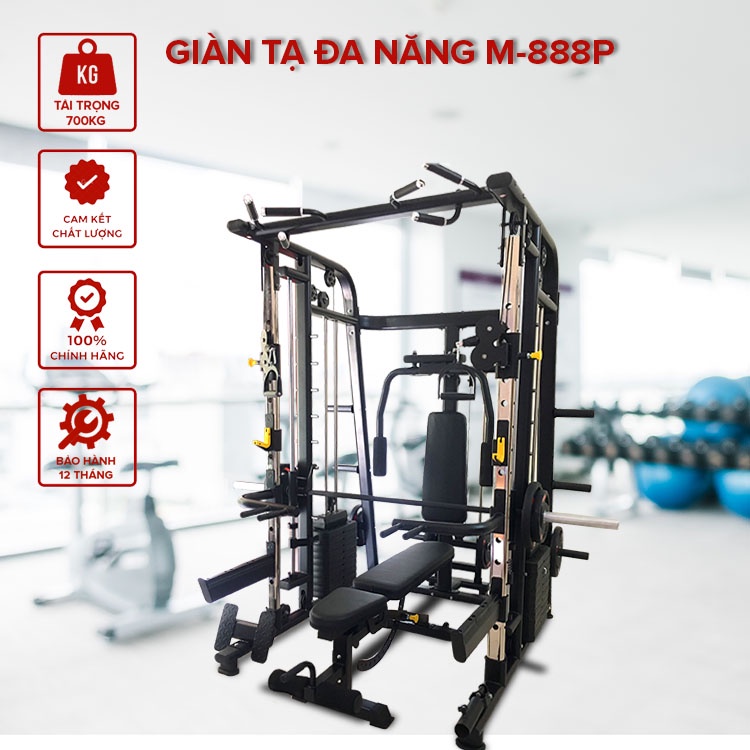 Giàn tạ đa năng M-888P biến thể 35+ bài tập ✅ Giàn tập tạ có squat - đẩy tạ - và rất nhiều bài tập siêu HOT