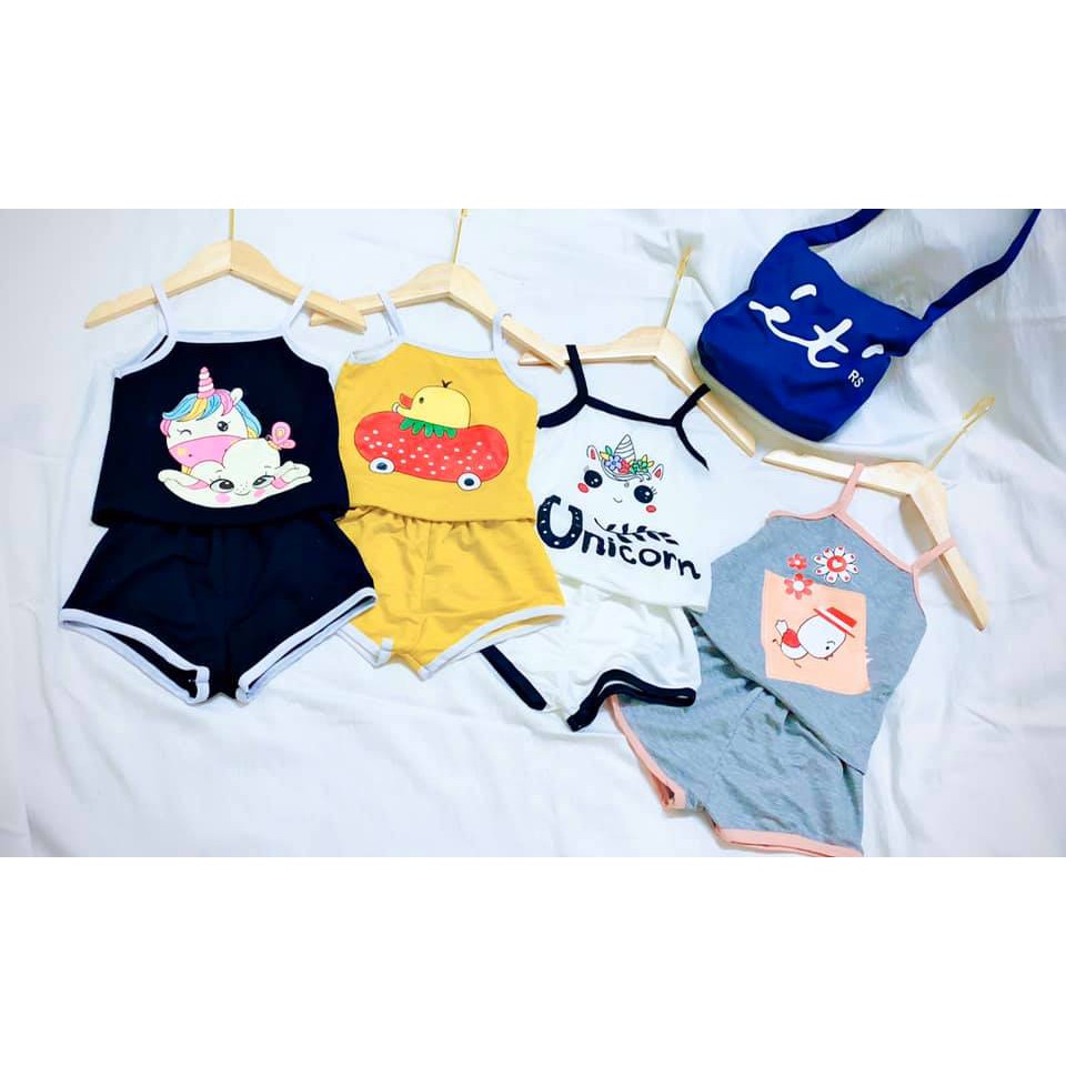 Bộ 2 dây icon ngộ nghĩnh chất cotton đũi cực mát cho bé gái - B2DHH
