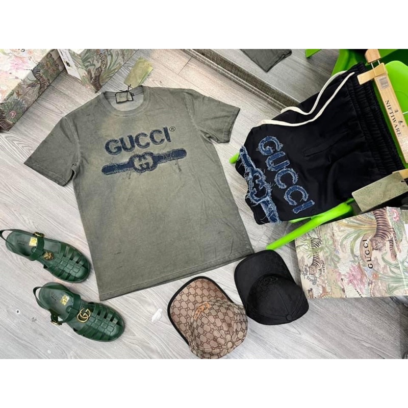 Áo Gucci Nam Chữ Ngực pha vải bò