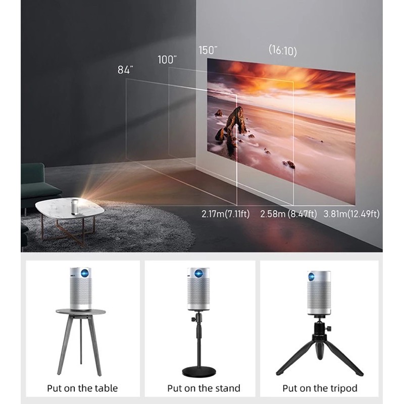 Máy chiếu BYINTEK P7 Bỏ Túi Di Động Pico Thông Minh Android Wifi 1080P 4K Tivi LAsEr LED Mini Gia Đình Điện Thoại DLP