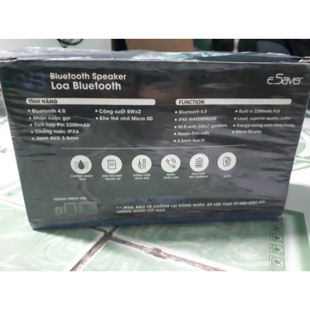 Loa bluetooth eSaver kháng nước