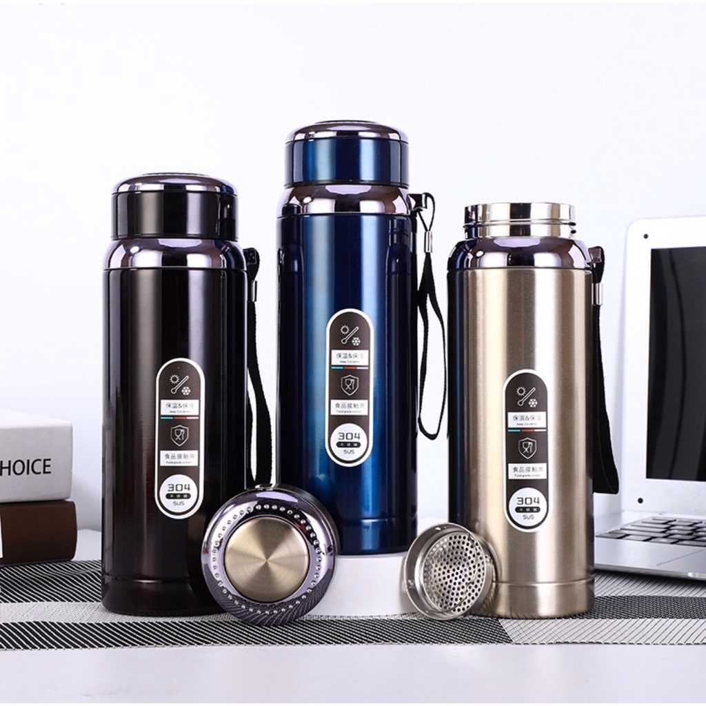 Bình giữ nhiệt chân không inox SUS304 cao cấp, dung tích lớn giữ nóng lạnh rất tốt, có quai xách mang theo