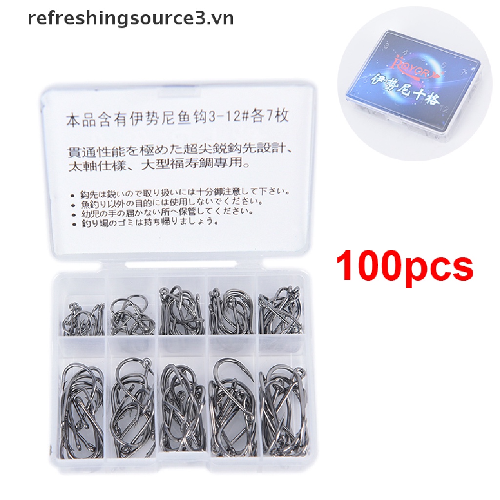 Bộ 100 lưỡi câu thép không gỉ cao cấp