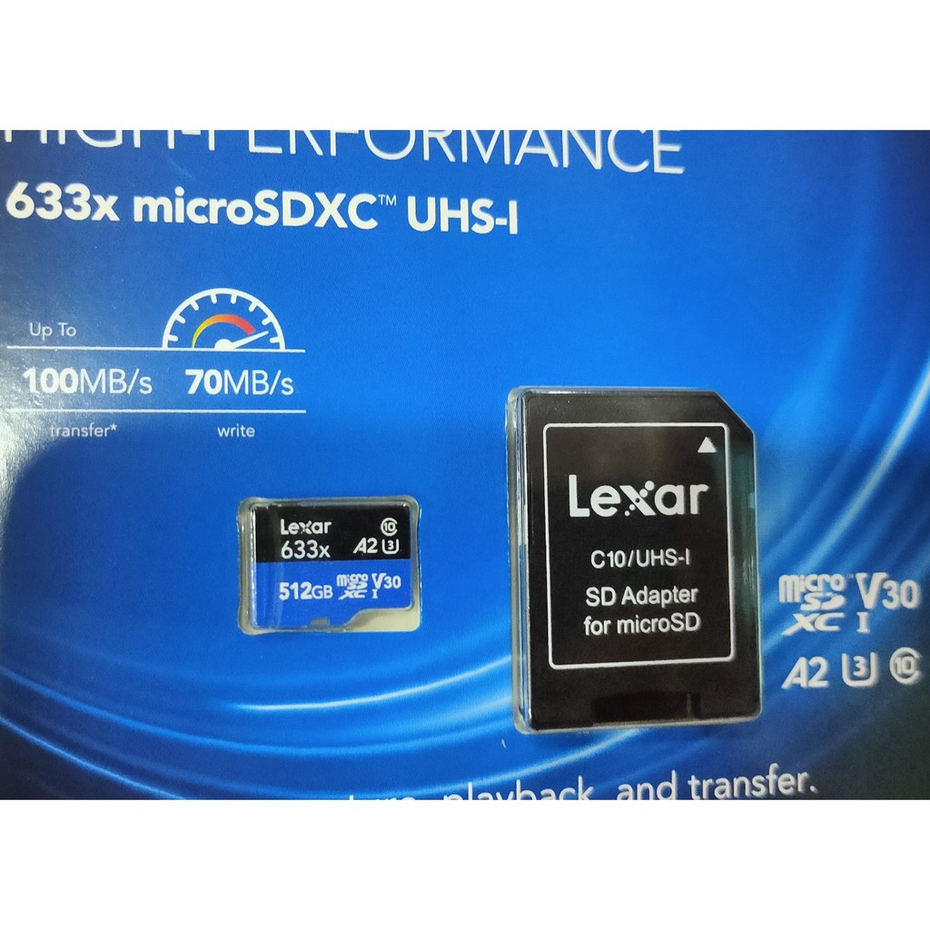 [Mã 263ELHA100K0 hoàn 7% đơn 500K] Thẻ nhớ MicroSD Lexar 512GB class 10 U3 - A2 - 633x