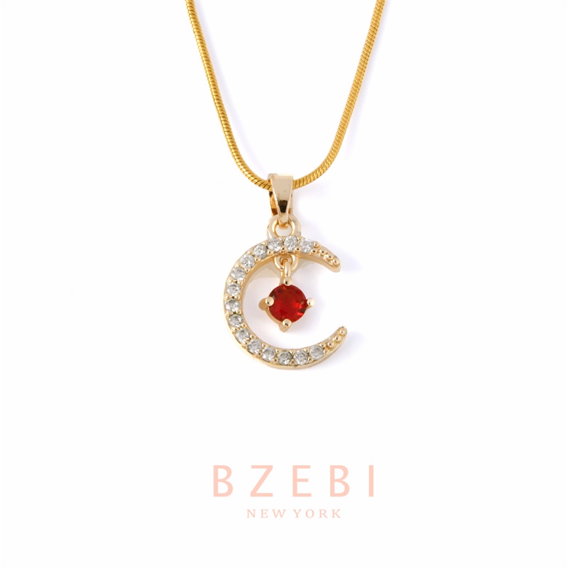Vòng cổ Mạ Vàng 18K Mặt Hình Mặt Trăng Đính Đá Zirconia 76N
