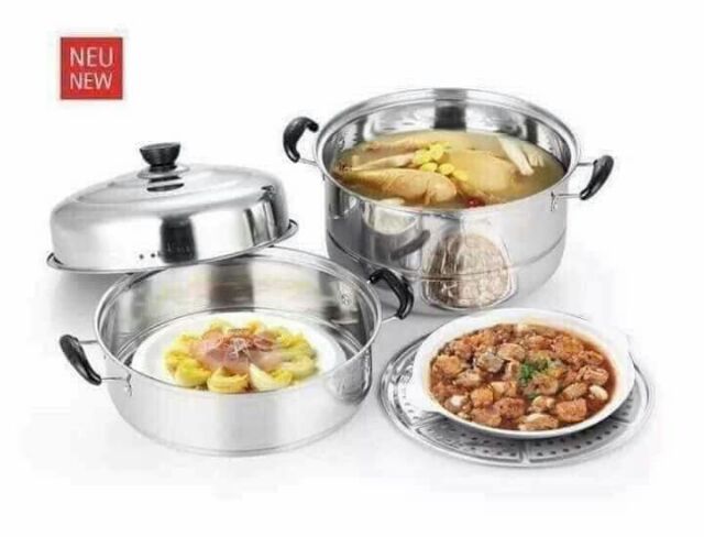 Nồi hấp 3 tầng Inox 28cm