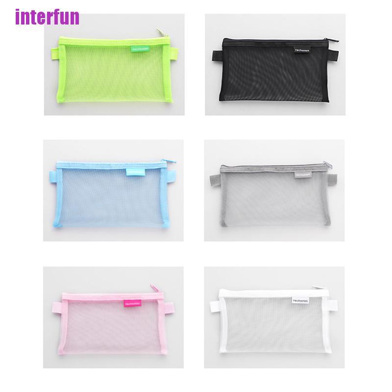 Túi Lưới Đựng Bút Trong Suốt Cỡ Lớn Có Khóa Kéo Tiện Lợi