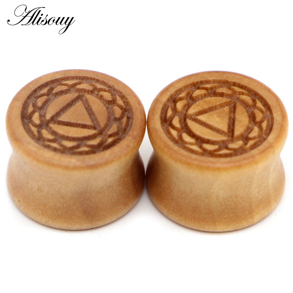Alisouy Set 2 Khuyên Nong Tai Bằng Gỗ Tự Nhiên 8-20mm