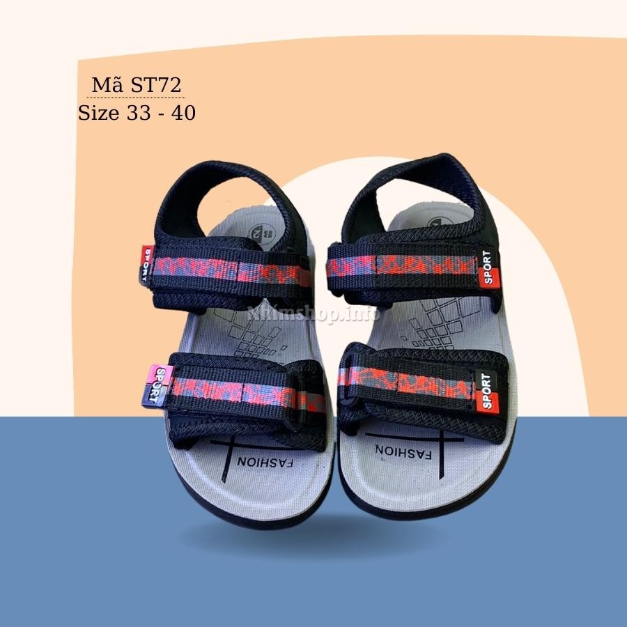 Giày Sandal bé trai quai ngang thể thao năng động kiểu dán xé linh hoạt siêu nhẹ êm chân cho trẻ em học sinh đi học ST72