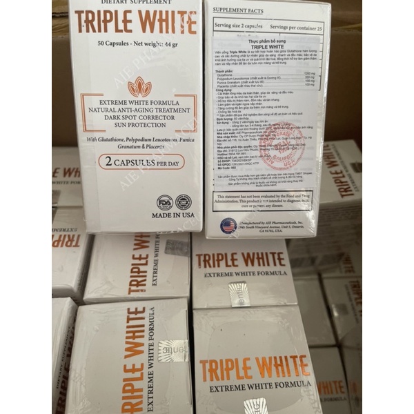 Viên uống trắng da và chống nắng TRIPLE WHITE 50 viên của Mỹ