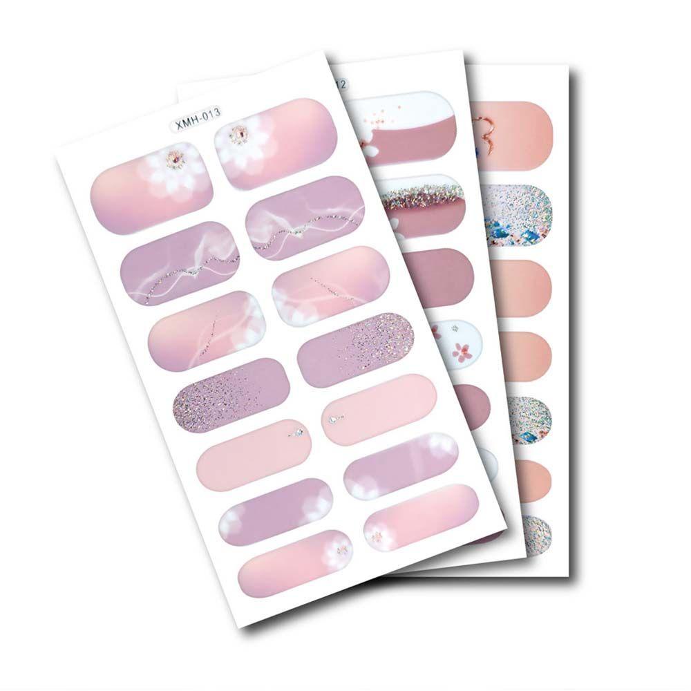Set 14 Miếng Dán Móng Tay 3D Phong Cách Nhật Bản Tự Dính