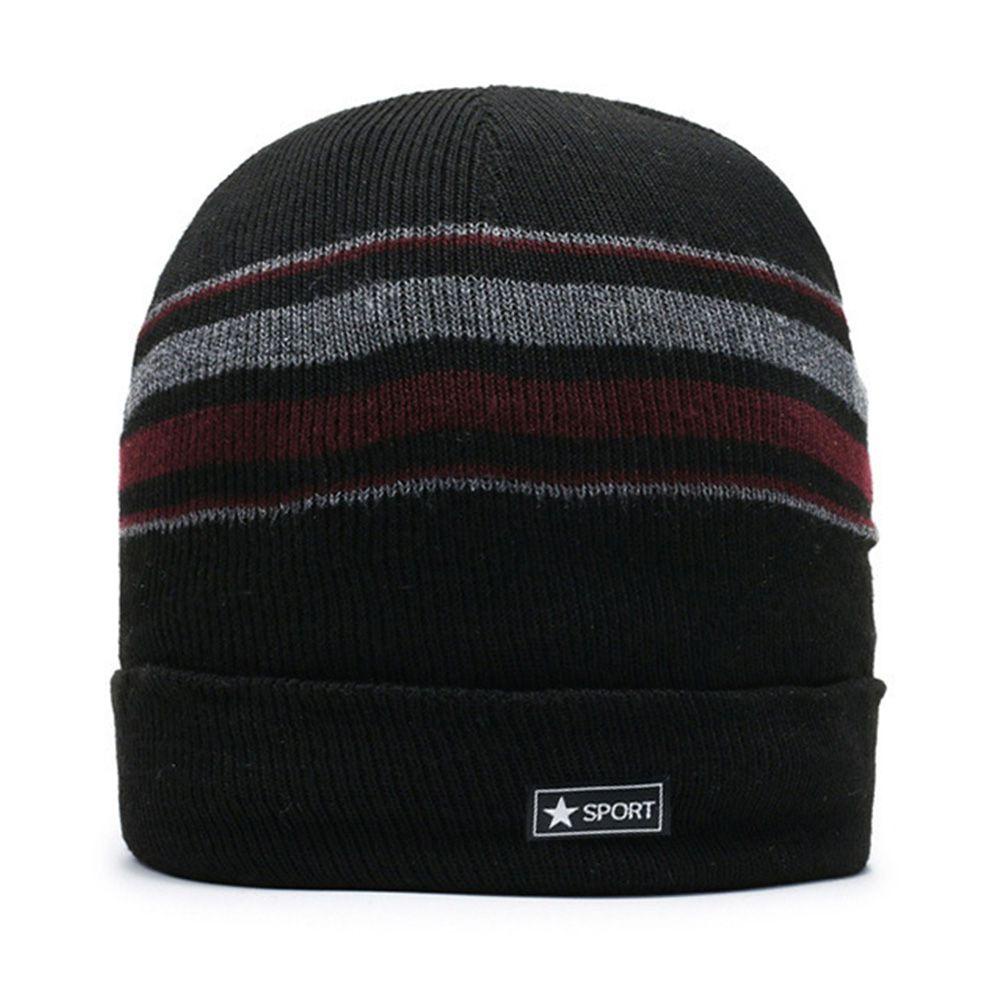 CLEVER Knitted Stripe Beanies New Ladies Casual Cap Solid Cute Female Beanie Caps