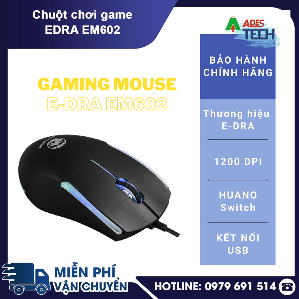 Chuột Gaming Có Dây EDRA EM602 - Switch HUANO - Chính Hãng - Bảo Hành 2 Năm
