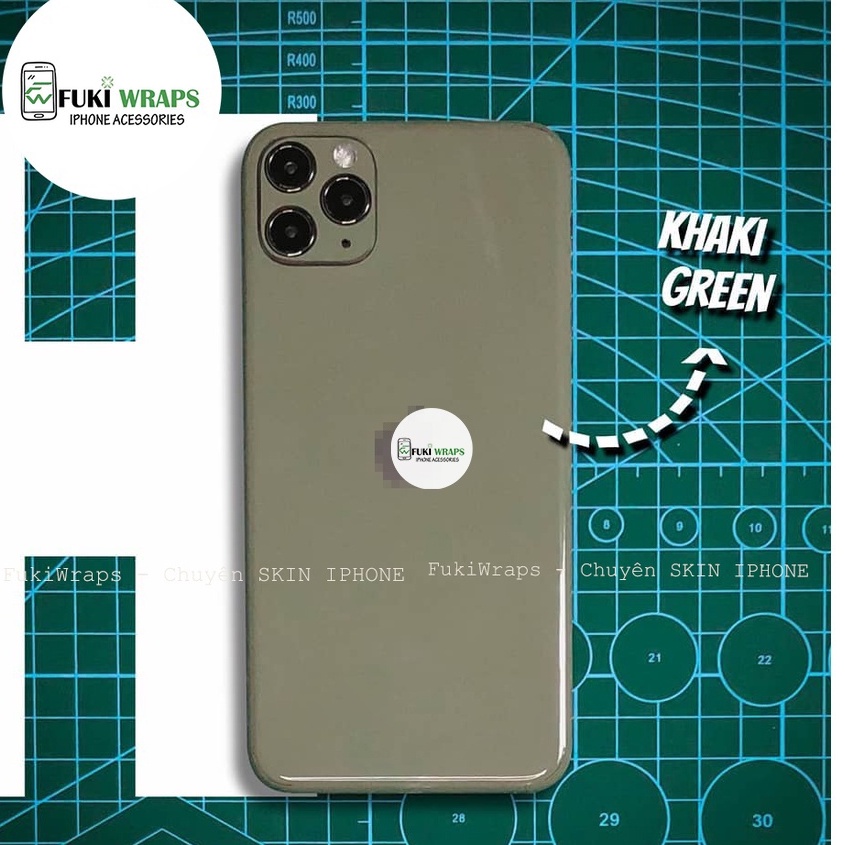 Tấm Dán Skin Full Viền Khakhi Green Dành Cho 14prm,13prm , 12prm , 11prm , x, xs, xr, ip11 , ip12 , ip13 - FukiShop