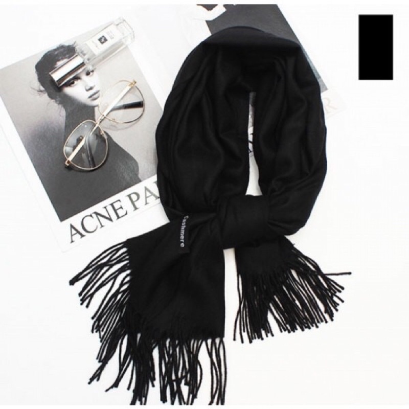 Khăn len Cashmere giữ ấm unisex màu trơn cực mịn, khăn quàng cổ ấm áp đi Đà Lạt, Sapa