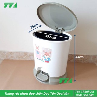 Thùng rác nhựa Duy Tân đạp chân oval cỡ lớn 20 lít