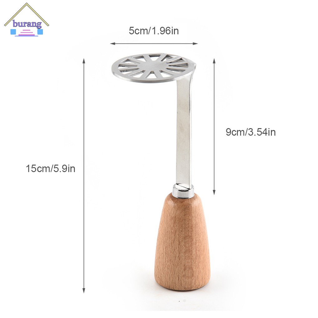 Dụng cụ nghiền khoai tây bằng thép không gỉ và tay cầm bằng gỗ tiện dụng