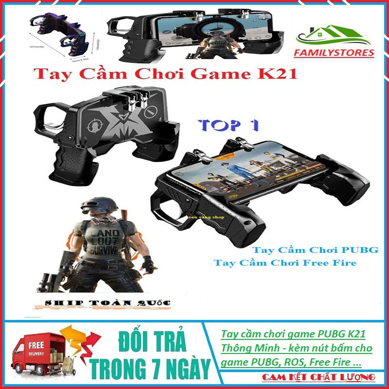 Tay cầm chơi game PUBG K21 Thông Minh - kèm nút bấm cho game PUBG, ROS, Free Fire ...