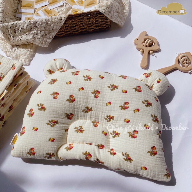 &lt;FREESHIP&gt; Chăn gối cho bé December siêu xinh cho bé sơ sinh hoạ tiết Quả Lê vintage