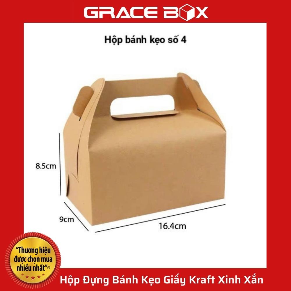 {Bán Chạy} Xấp 10 Hộp Đựng Bánh Kẹo Giấy Kraft Xinh Xắn - Sản Phẩm Thân Thiện Môi Trường - Siêu Thị Bao Bì Grace Box