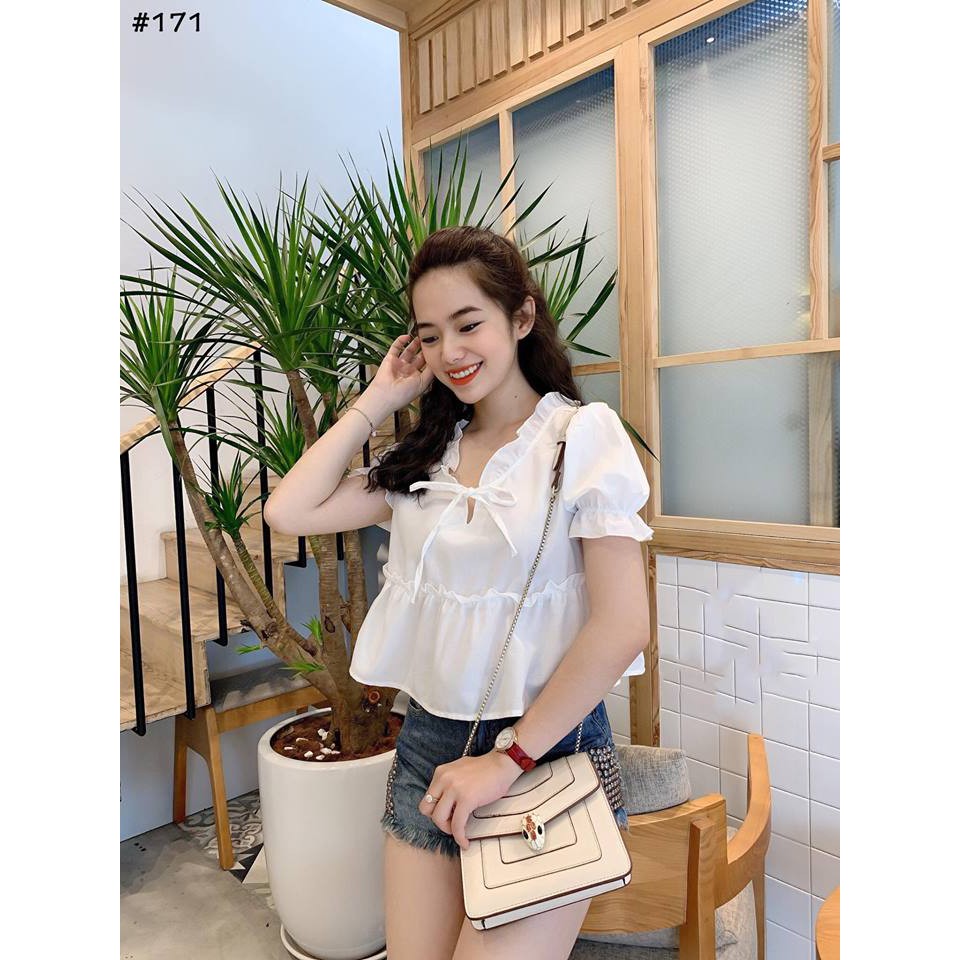 AK548 - Áo Kiểu Babydoll Peplum Đáng Yêu