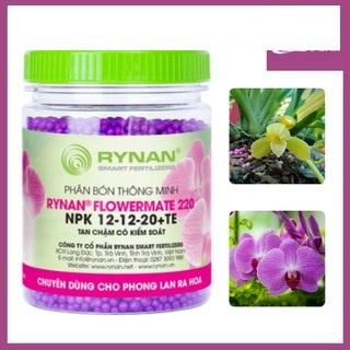 Phân bón tan chậm RYNAN 220 (NPK 12-12-20+TE) cho phong lan, kích ra hoa - dưỡng hoa lâu tàn 150g