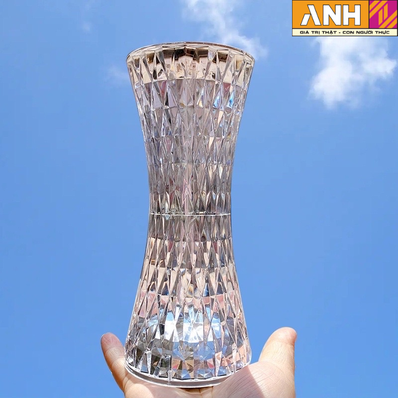Đèn ngủ, đèn trang trí pha lê cảm ứng hoa hồng 3 màu, cảm biến lãng mạn chiếu hình đèn hoa hồng