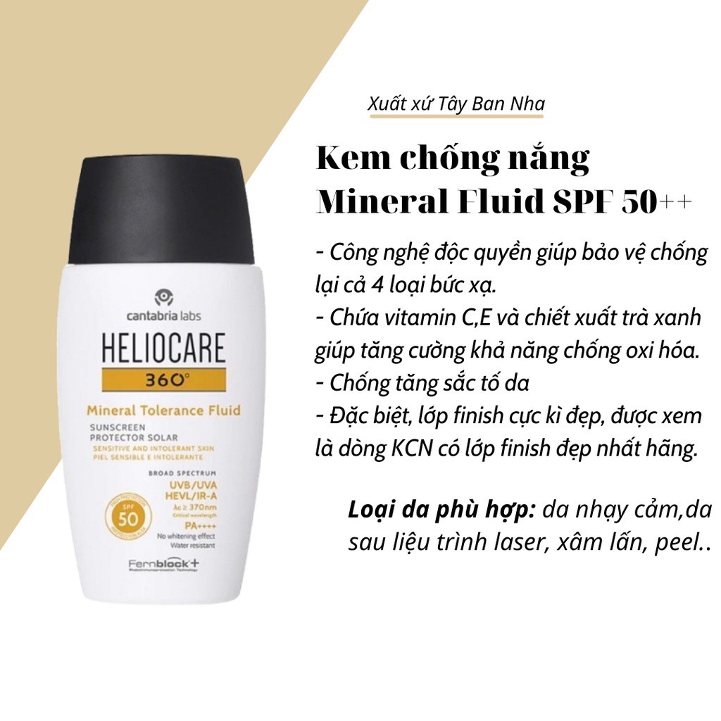 [ Date Mới ] Kem Chống Nắng Phổ Rộng Cho Da Treatment Heliocare Fluid 50ml