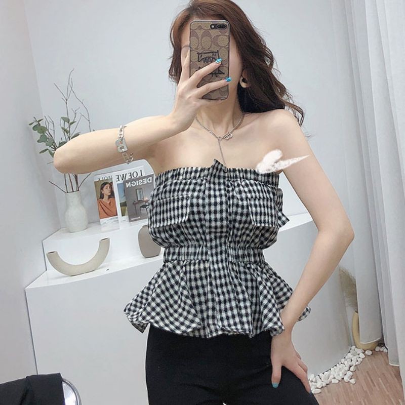 (SẴN) Áo quây kẻ sexy