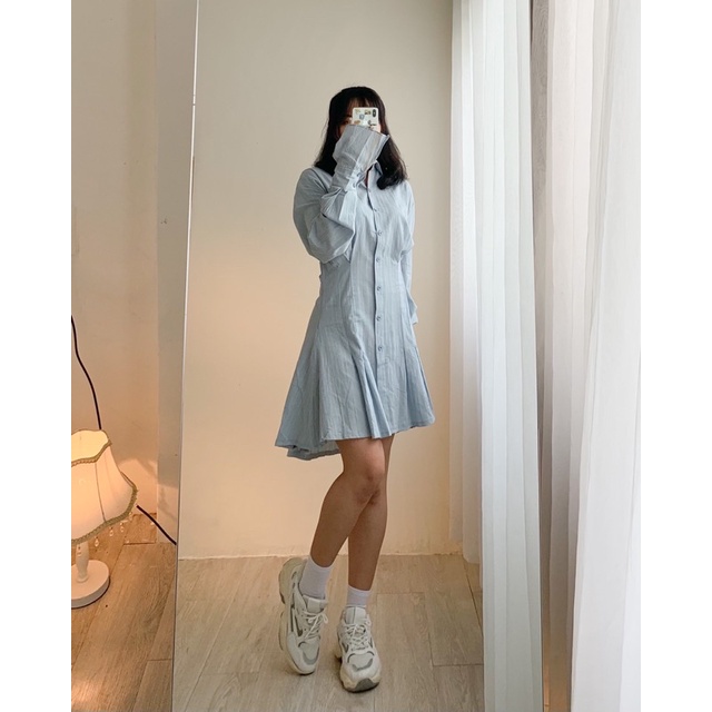 Đầm sơ mi thô xoè 610
