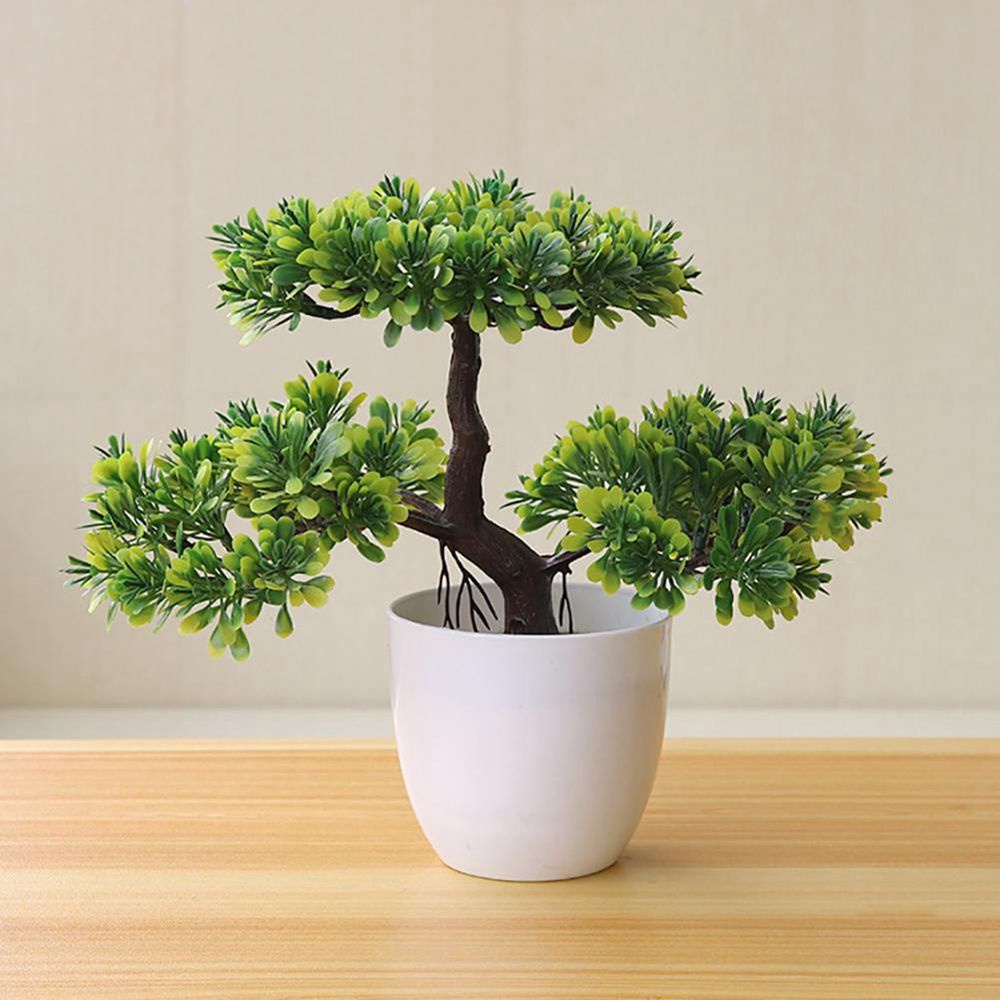 1 chậu cây bonsai nhân tạo bằng nhựa nhiều màu trang trí nhà cửa