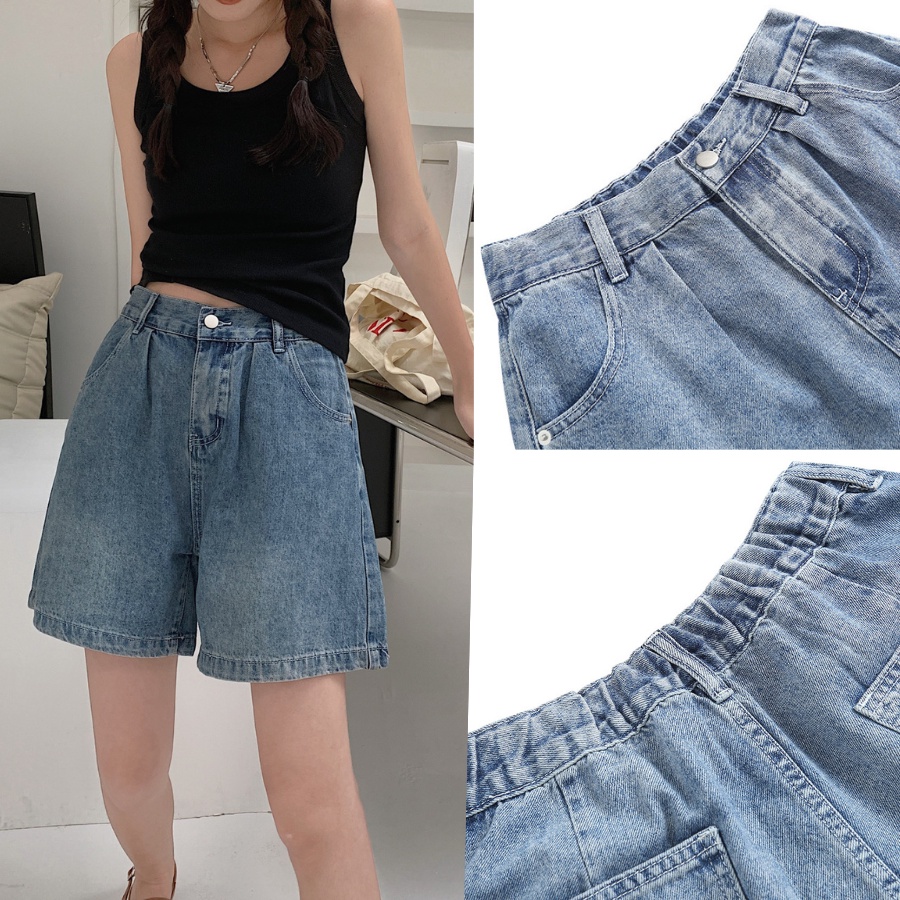 Quần short jean lưng chun ống rộng co dãn cao cấp ADO JEANS (SJ110)