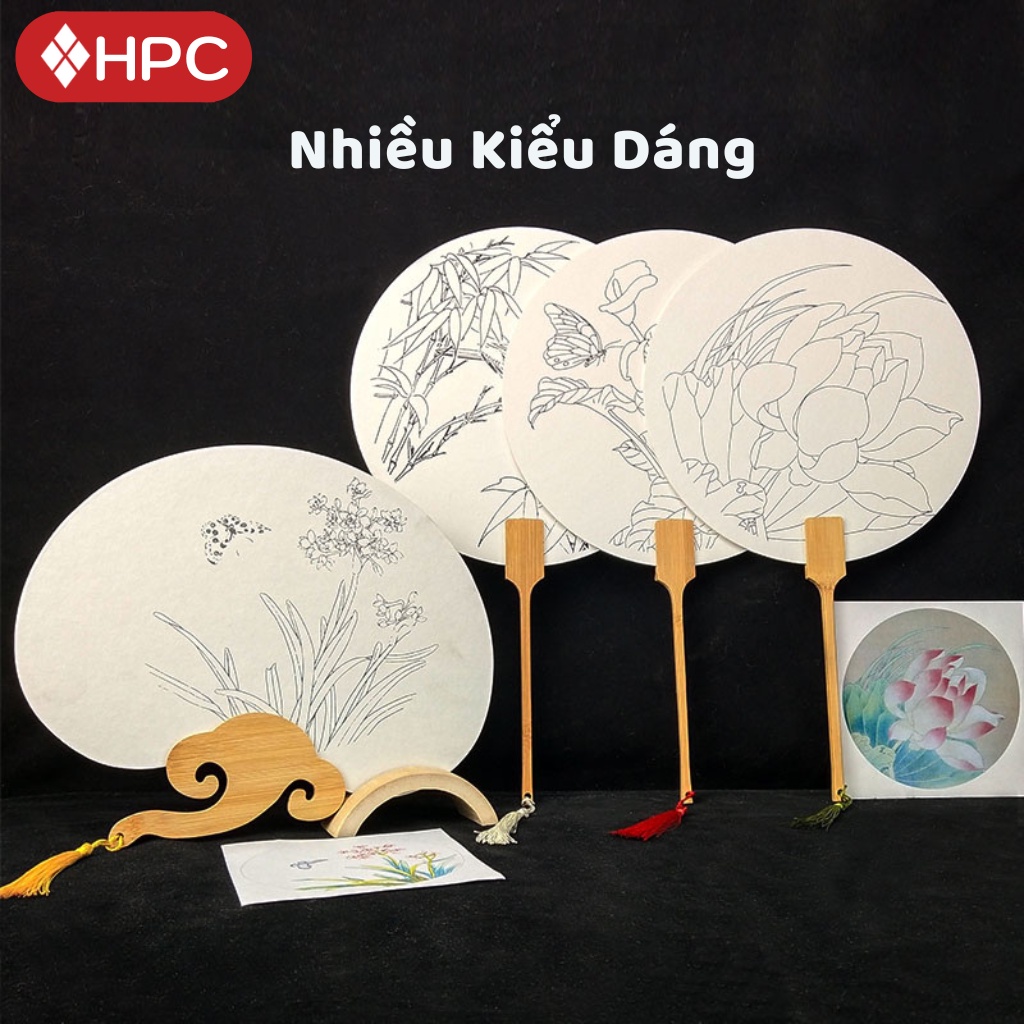 Quạt Cầm Tay Quạt Cổ Trang Thư Pháp Tự Tô Màu, Hình Hoa Cán Gỗ Sáng Tạo Trang Trí Chụp Ảnh Sống Ảo Decor