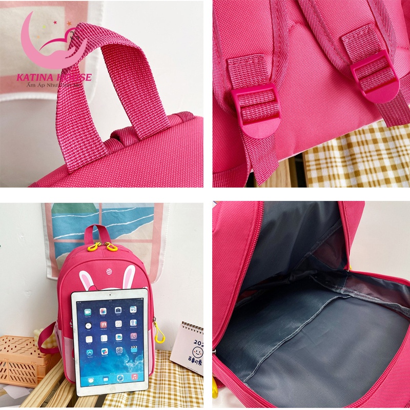 Balo cho bé mẫu giáo, nhà trẻ, họa tiết hình thú đáng yêu, có thể mang đi chơi, đi học