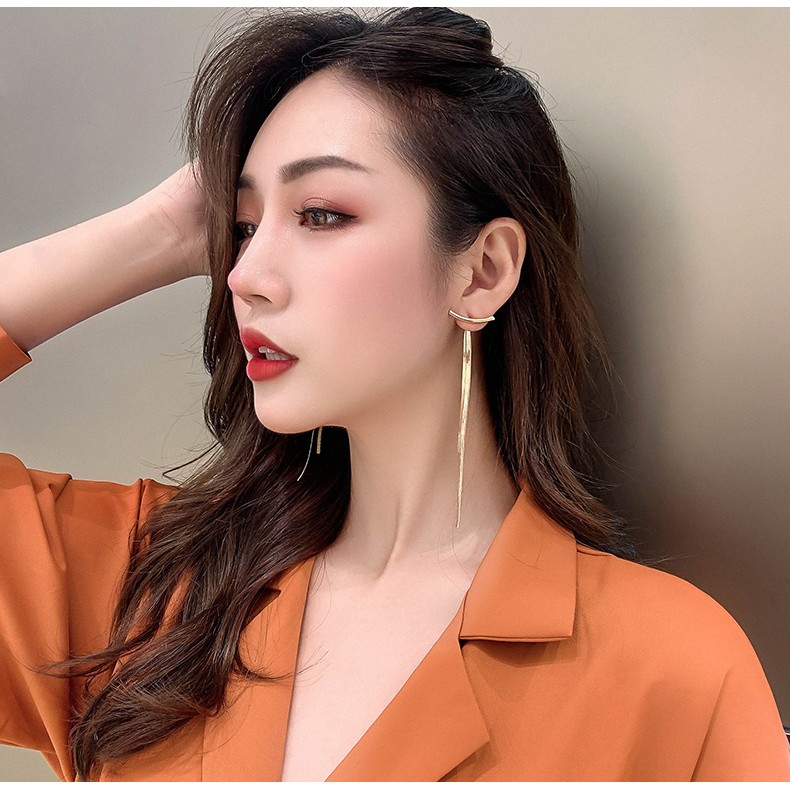Bông tai kiểu thanh ngang chốt sau tua rua BT117