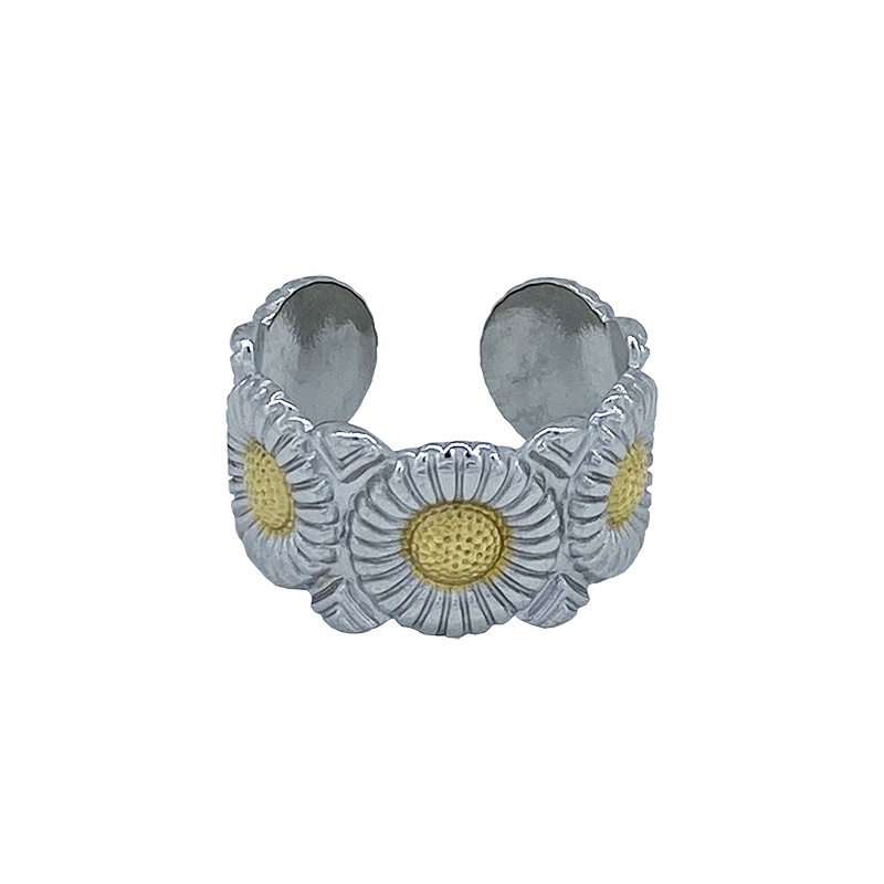 Nhẫn Hở Họa Tiết Hoa Cúc Thời Trang Đường Phố Cá Tính Cho Nam Và Nữ