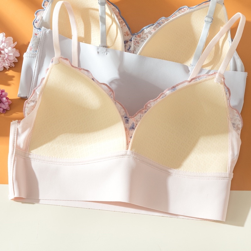 Áo lót nữ ren không gọng.Áo bra coset Su hoa nhí bra lưng siêu êm
