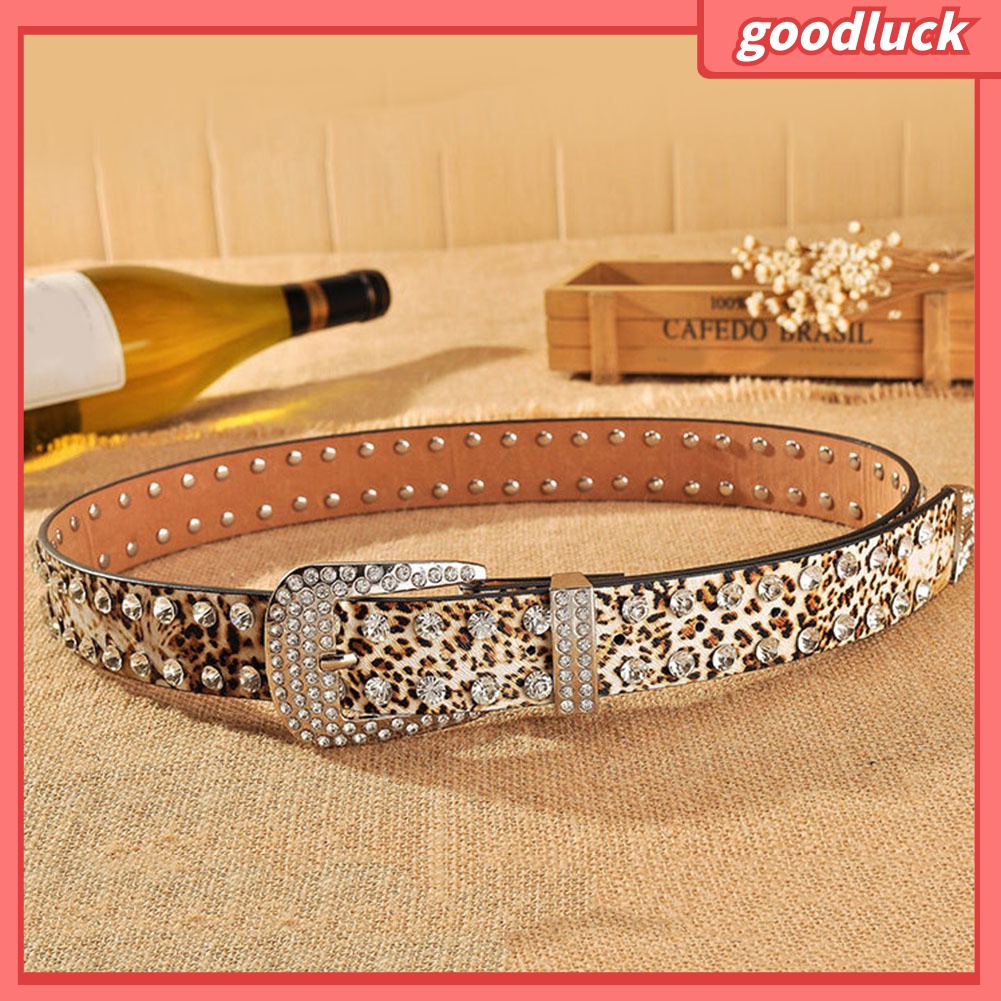 Dây nịt giả da có đính đá cho nữ