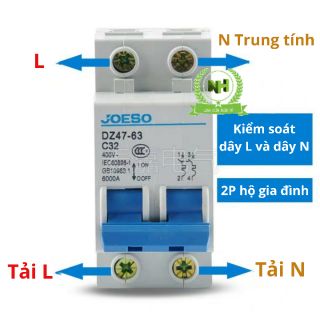 Aptomat 2Pha 2TEP hộ gia đình DZ47-63