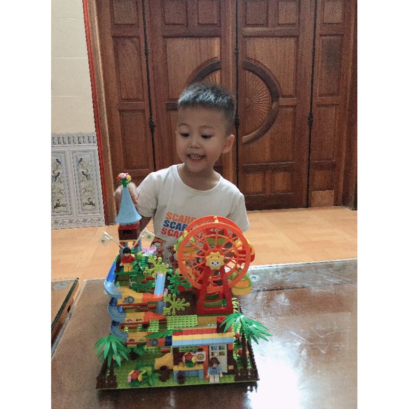 Bộ đồ chơi xếp hình Lego tháp cầu trượt đu quay 469pcs