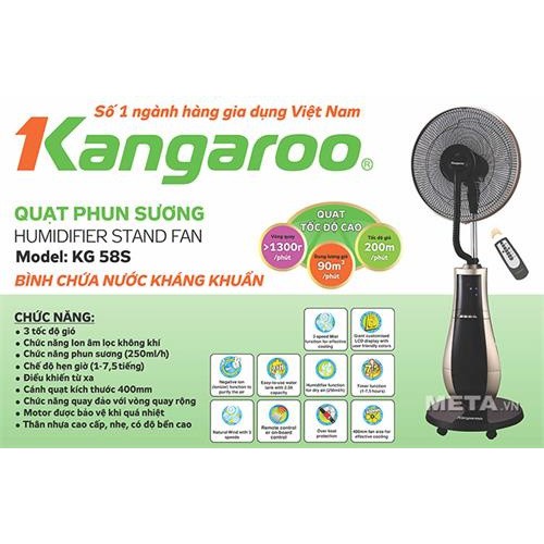 QUẠT PHUN SƯƠNG KANGAROO KG58S [GIẢM GIÁ XẢ HÀNG TỒN]