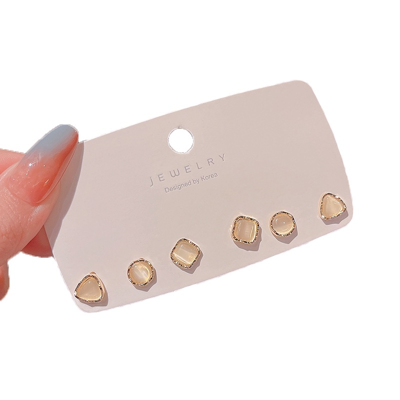 Set 3 đôi khuyên tai AY đính đá thời trang dành cho nữ