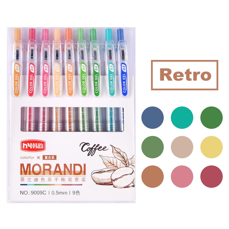 Set 9 Bút Mực Gel Nhiều Màu Sắc